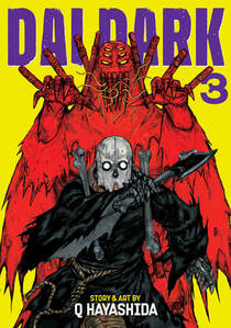Cover of Dai Dark volume 3. Sanko is in front with his dark armor on, while Shimada hangs over him in her armor, colored red here.