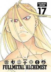Cover of Fullmetal Edition volume 17. An angry, muscular man glares at us with his red pupils and stern look
