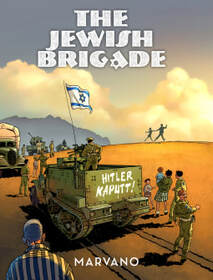 Cover of The Jewish Brigade. A tank travels across the desert with 
