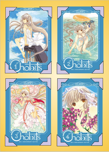 Collage of the four covers of Chobits 20th Anniversary Edition