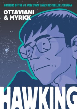 cover image of Hawking, showing a cartoon drawing of the face of Stephen Hawking
