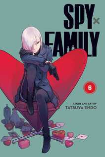 Cover of Spy x Family vol 6 with Nightfall on a heart-shaped chair