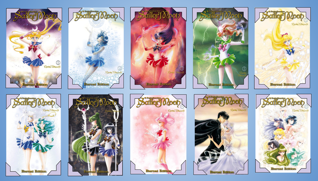 Covers of volumes 1-10 of Sailor Moon Eternal Edition
